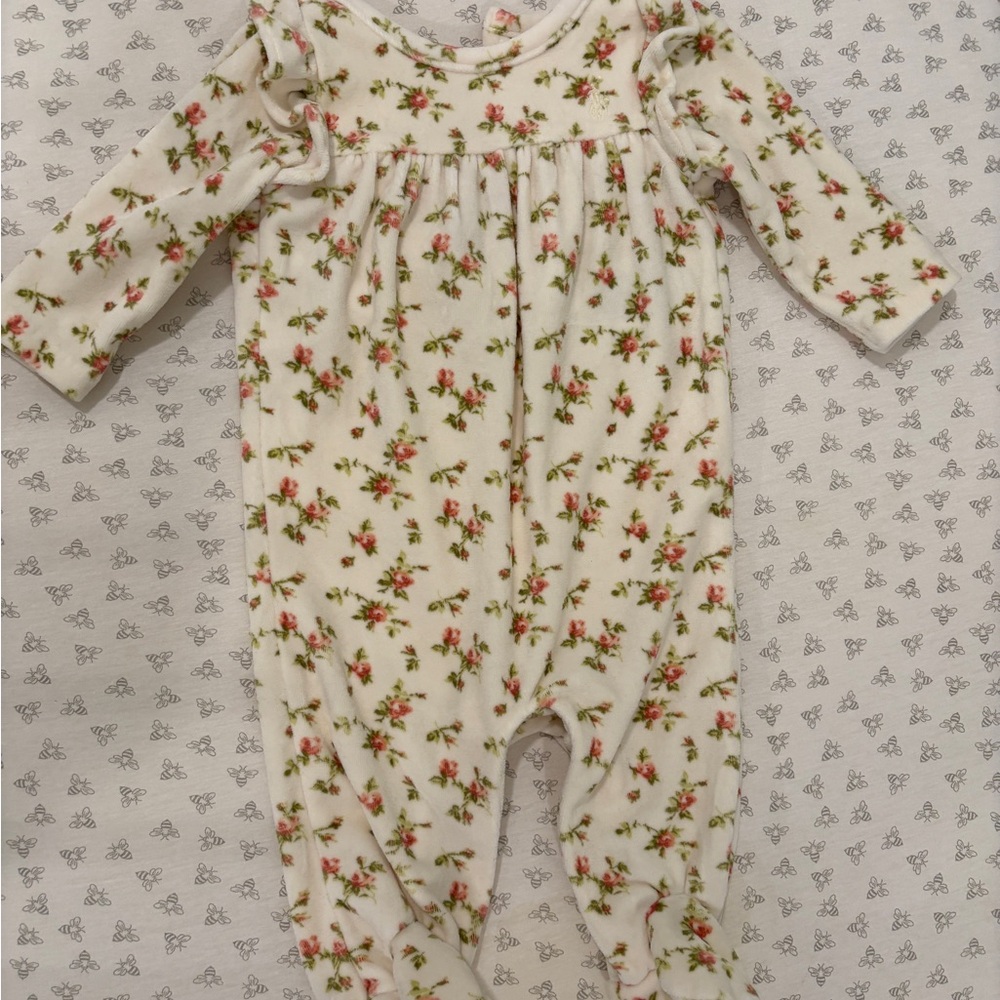 Ralph Lauren Cream Floral Infant Footie